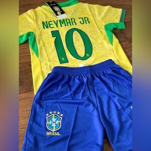 Neymar Jr Kids Soccer Jersey kit Size 20 4-5T - Toddler Brazil Football